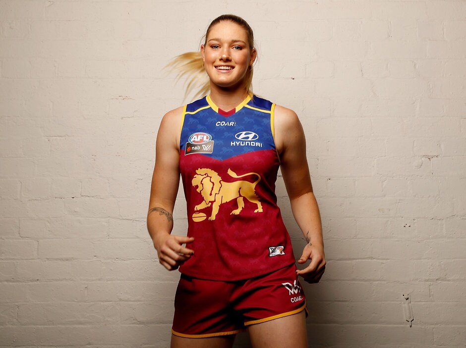 AFL 2016 Media - AFL Womens Apparel Launch MELBOURNE, AUSTRALIA - NOVEMBER 10: Tayla Harris of the Brisbane Lions during the AFL Womens Apparel Launch at Kensington Collective in Melbourne, Australia on November 10, 2016. (Photo by Adam Trafford/AFL Media)